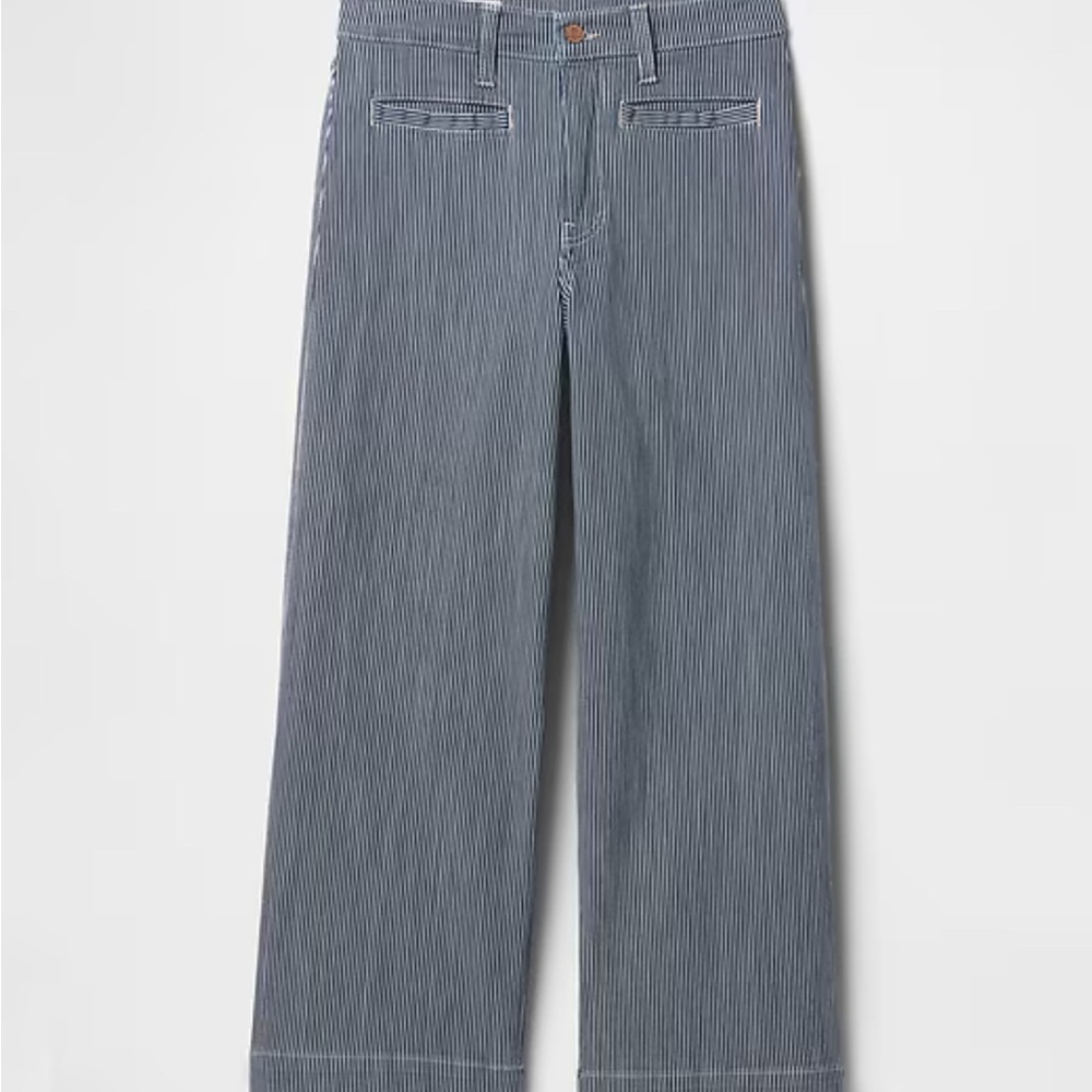 GAP High Rise Stride Wide-Leg Ankle Jeans - Railroad Stripe - Picture 5 of 7